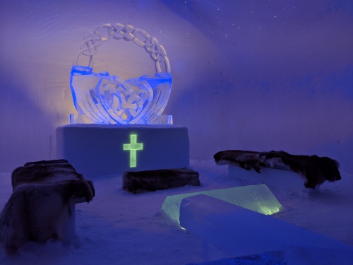Ice cathedral at Hunderfossen, Hafjell, Norway